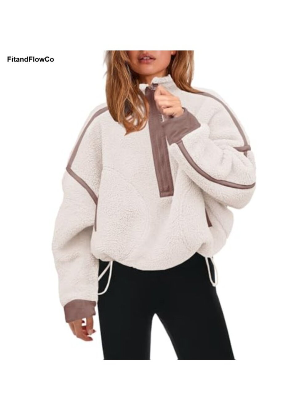 Half Zip Fleece Sherpa Pullover Sweatshirt Long Sleeve Fuzzy Teddy Jacket